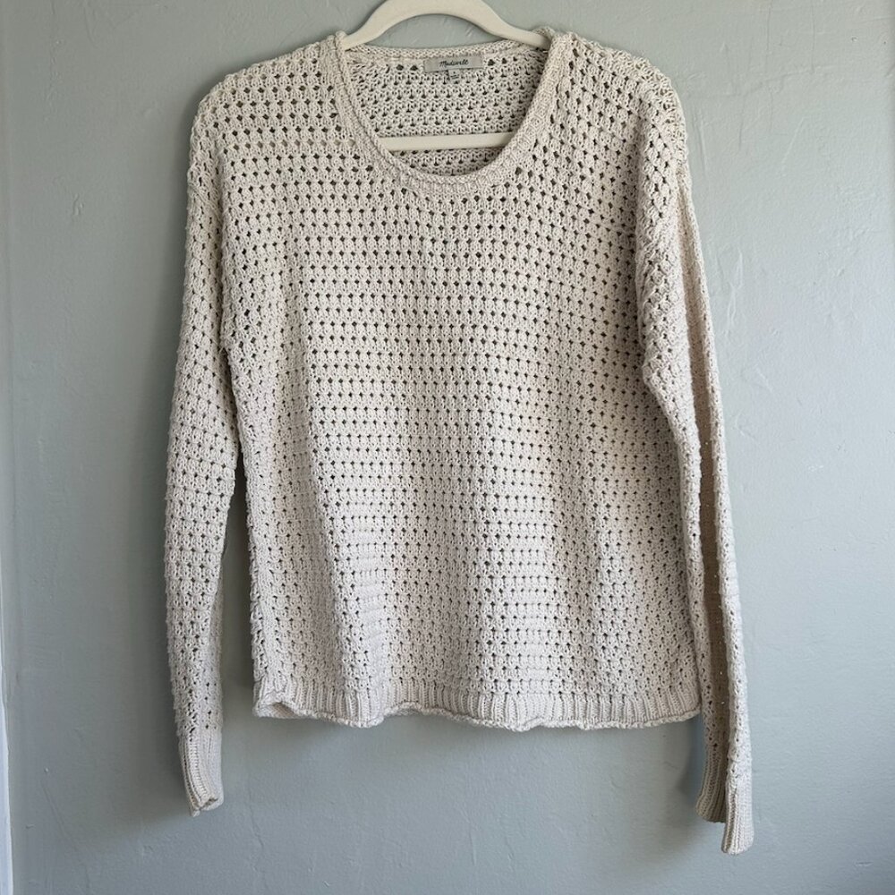 Madewell Cream Open-Knit Pullover Sweater